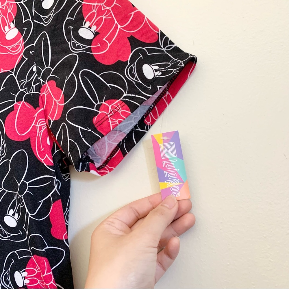 LulaRoe Black Red Minnie Mouse Short Sleeves Tee US Small - Picture 2 of 6